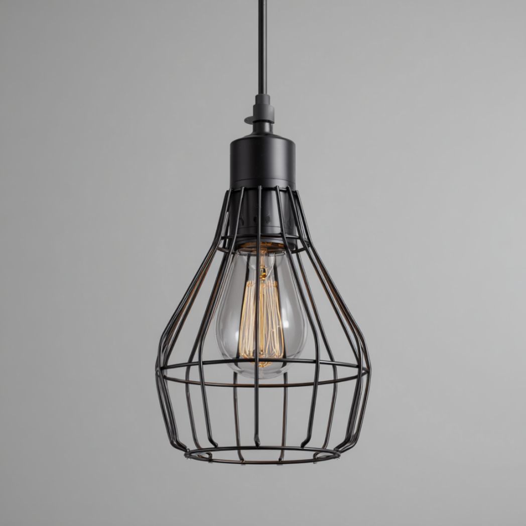 Suspension à abat-jour grillagé en acier peint-Luonto Furniture