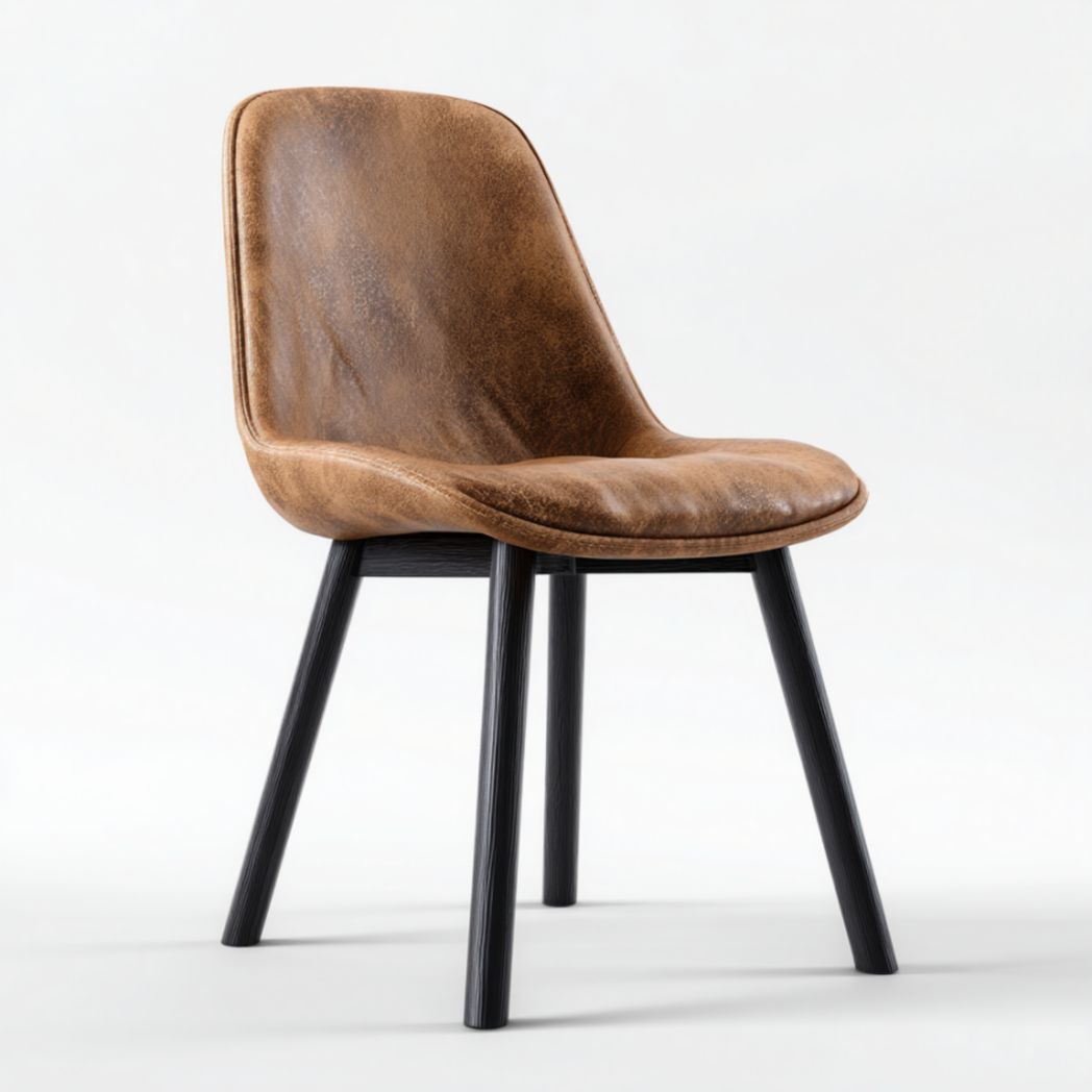 Chaise en polyuréthane marron avec pieds en acier noir-Luonto Furniture