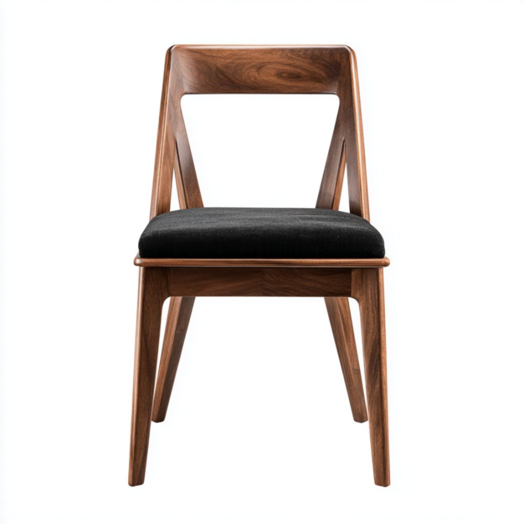 Chaise en tissu polyester noir avec structure en bois de noyer-Tov Furniture