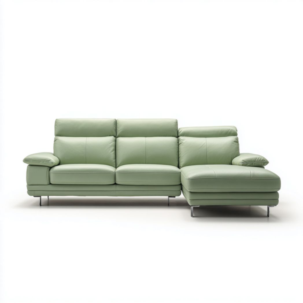 Canapé sectionnel d'angle gauche en simili cuir vert clair, pieds en acier-Tov Furniture