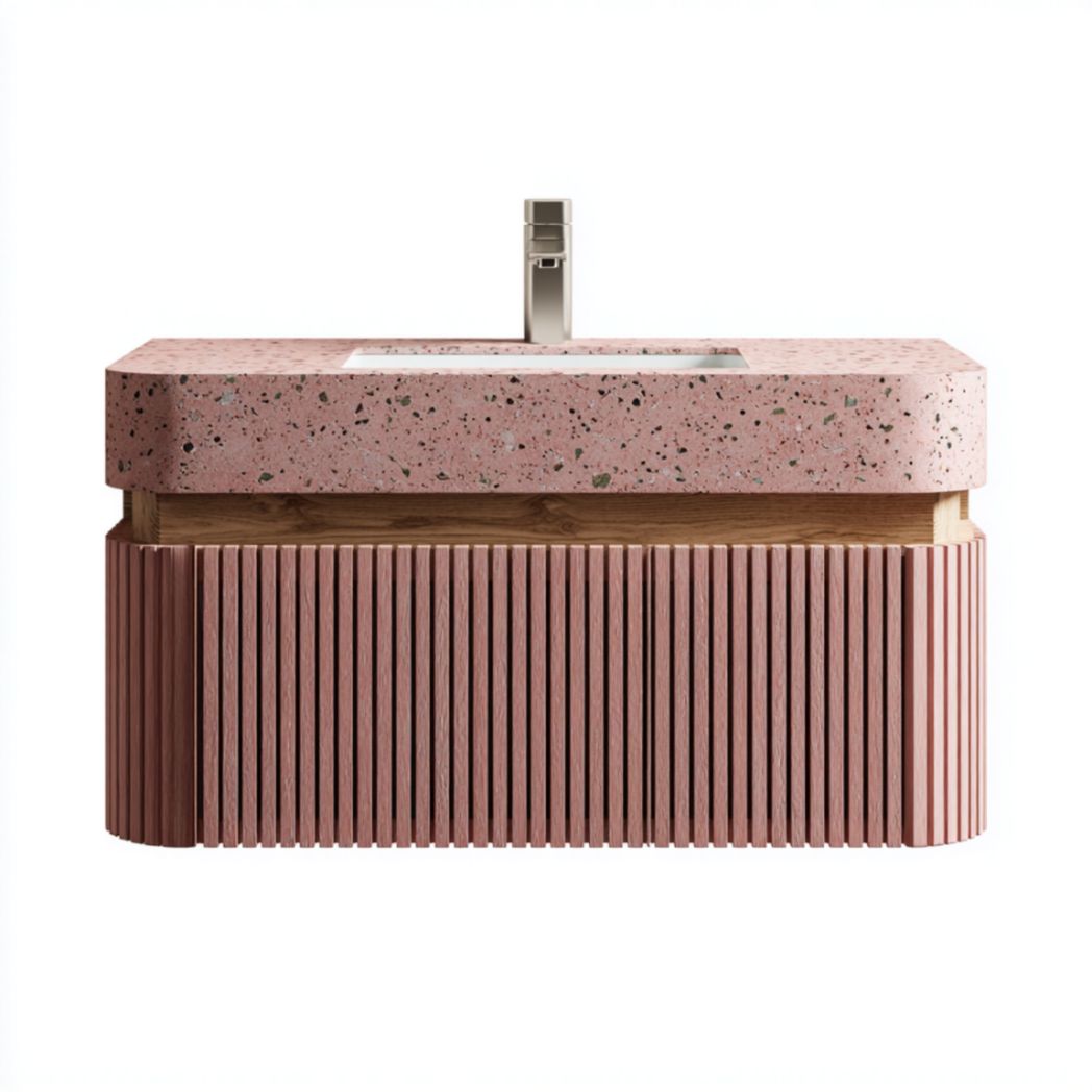 Meuble de salle de bain suspendu avec vasque intégrée en céramique-Tov Furniture