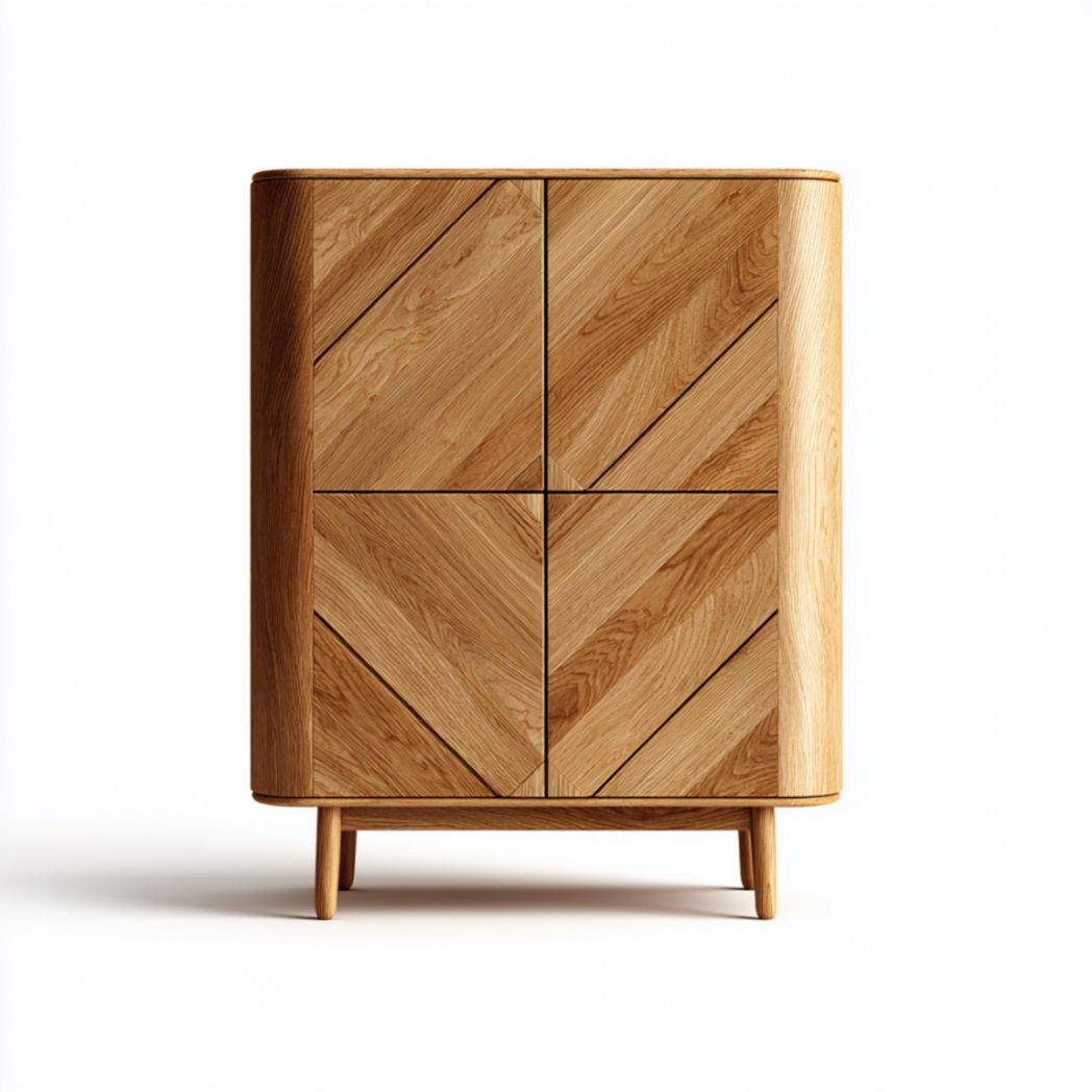 Meuble de rangement haut en chêne avec motifs chevrons 80 cm-Tov Furniture