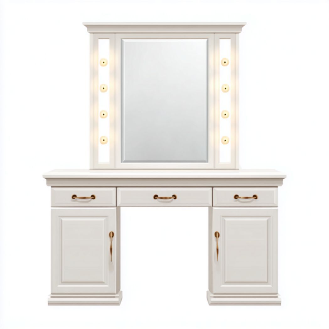 Table de toilette en bois massif blanc-Polo Furniture