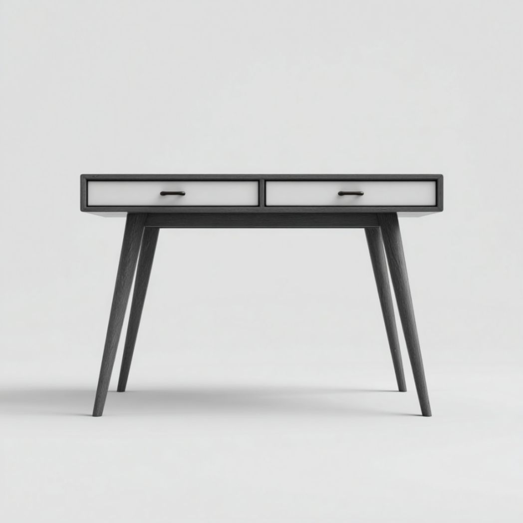 Bureau avec deux tiroirs en bois et piètement en bois-Polo Furniture