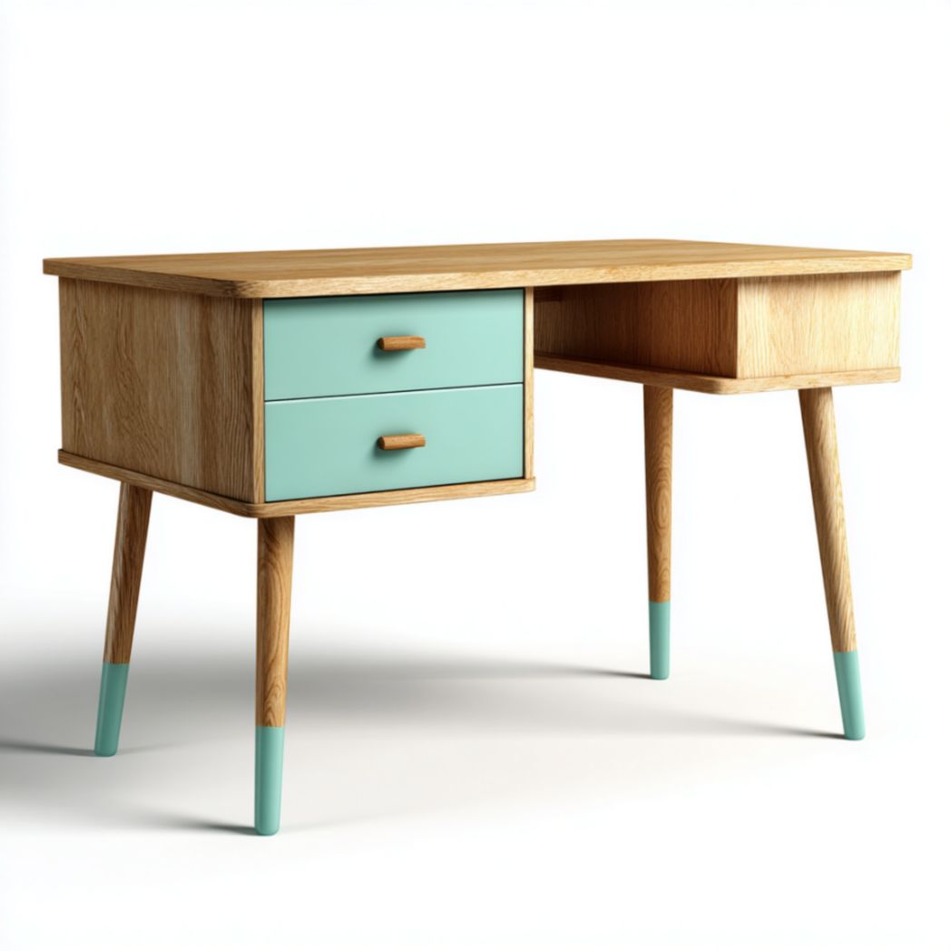 Bureau avec deux tiroirs en panneaux de bois-Polo Furniture