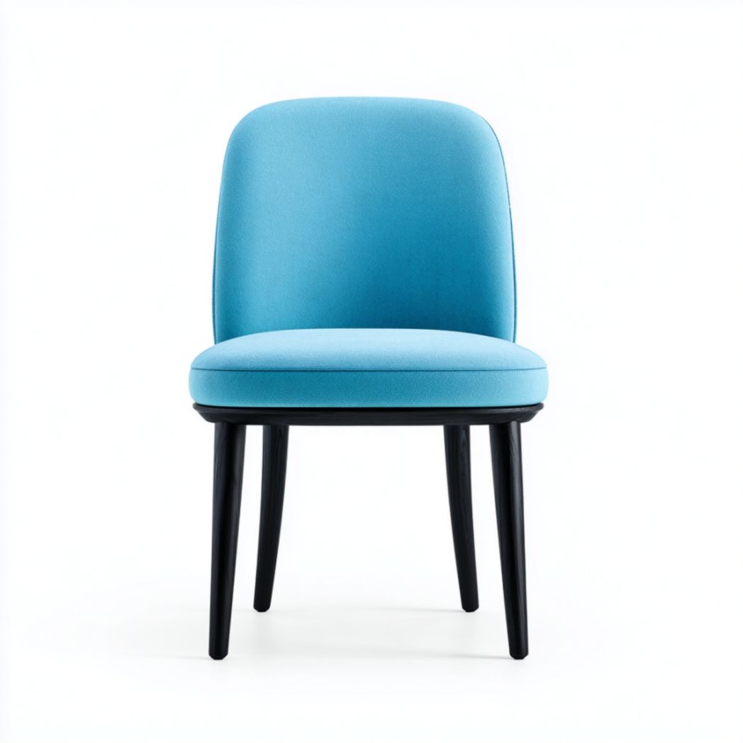 Chaise en tissu polyester bleu clair avec pieds en acier noir-Polo Furniture