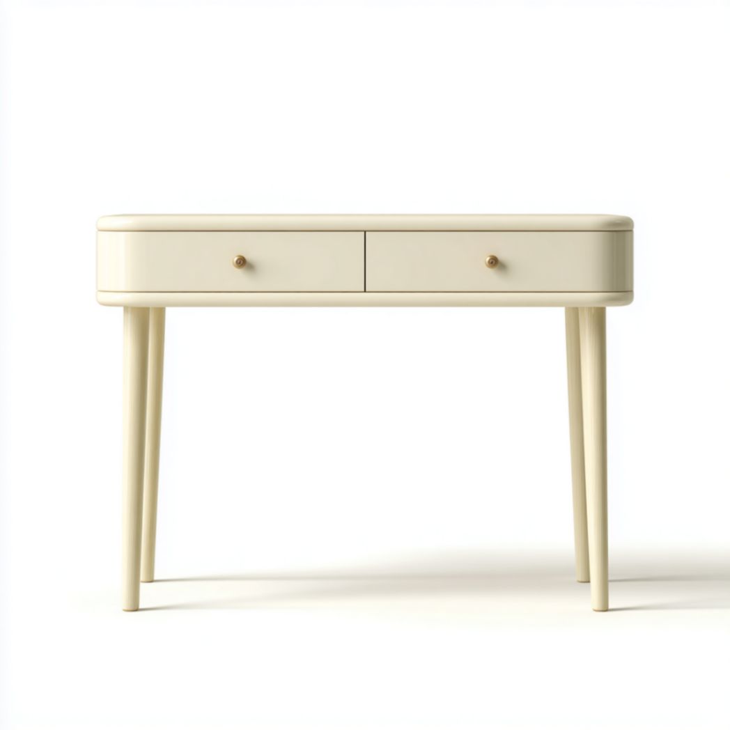 Bureau blanc avec deux tiroirs et piètement droit-Polo Furniture