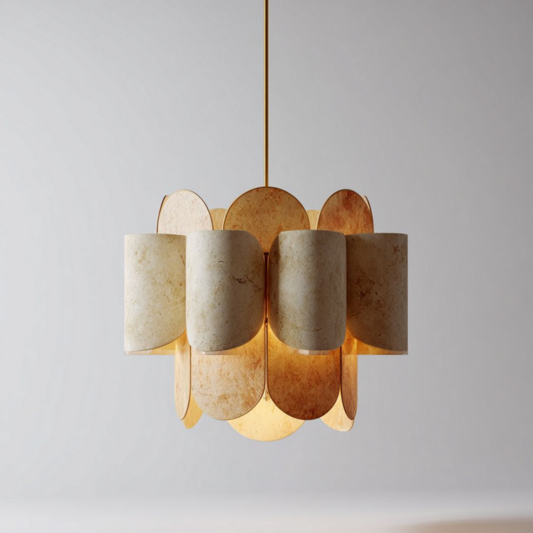 Suspension à éléments en pierre naturelle et laiton-Polo Furniture