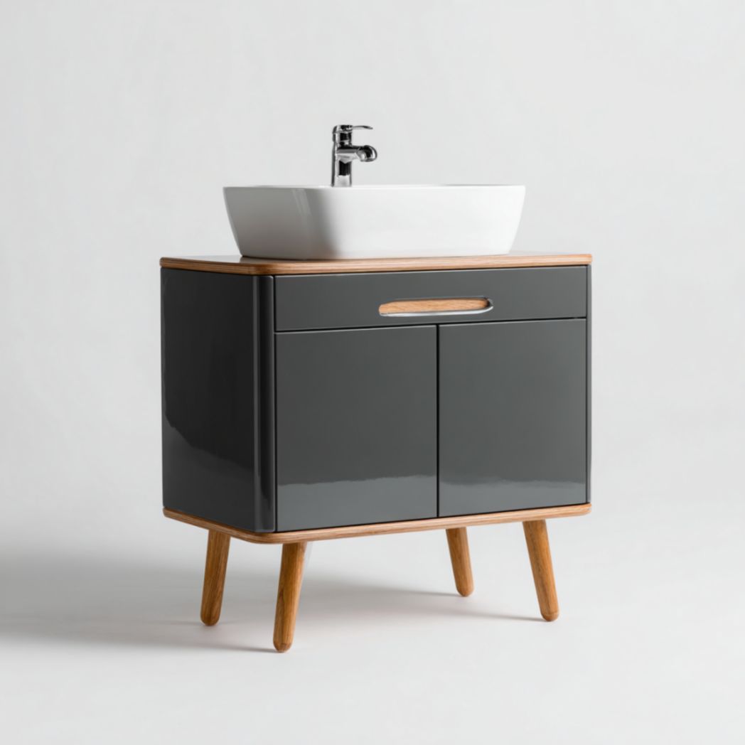 Meuble de salle de bain sur pied avec vasque en céramique-Polo Furniture