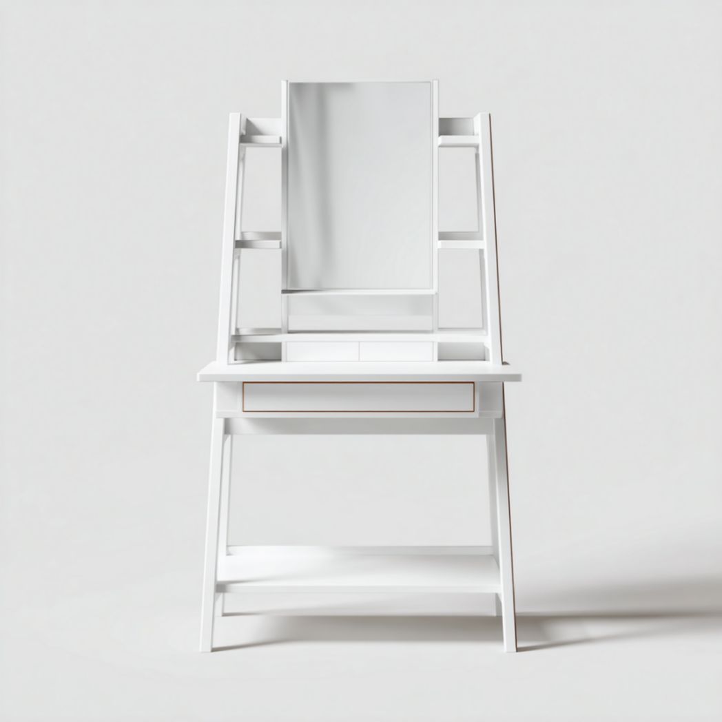Table de toilette en pin massif blanc-Vanesa Furniture