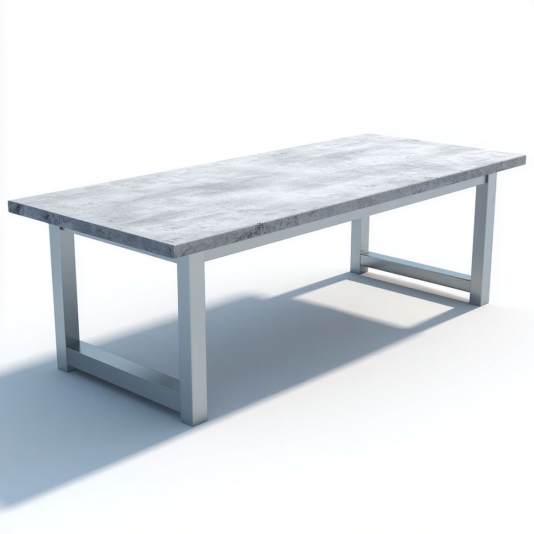 Table rectangulaire avec plateau en béton et piètement en acier-Vanesa Furniture