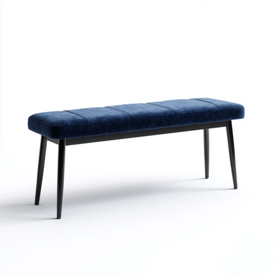 Banc rembourré en tissu polyester bleu avec pieds en métal-Vanesa Furniture