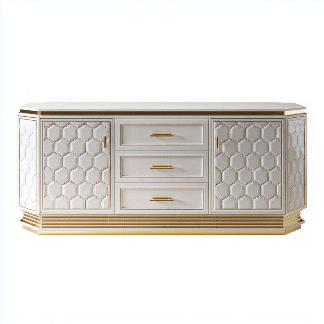 Buffet avec panneaux peints blancs et structure en panneaux de bois-Vanesa Furniture