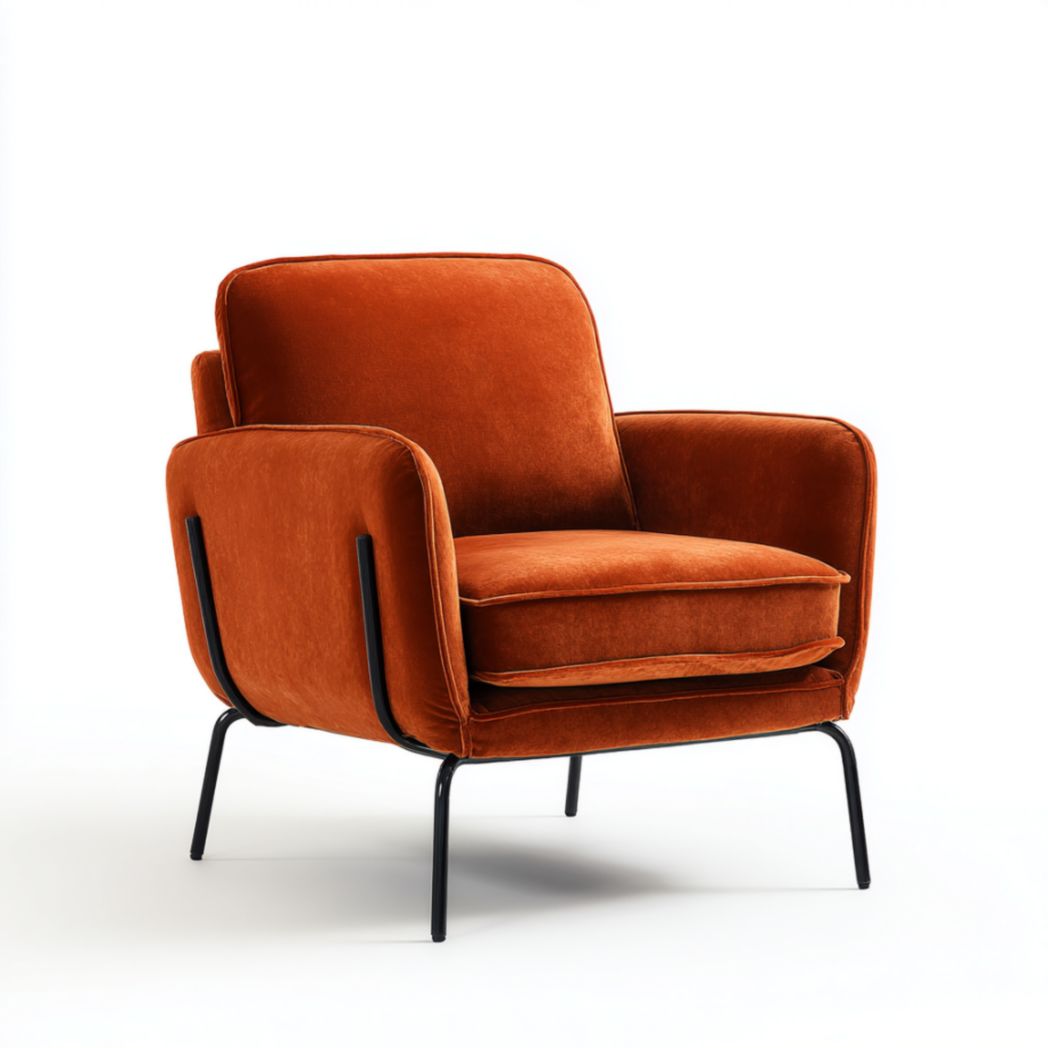 Fauteuil en tissu polyester orange avec pieds en acier noir-Medallion Furniture