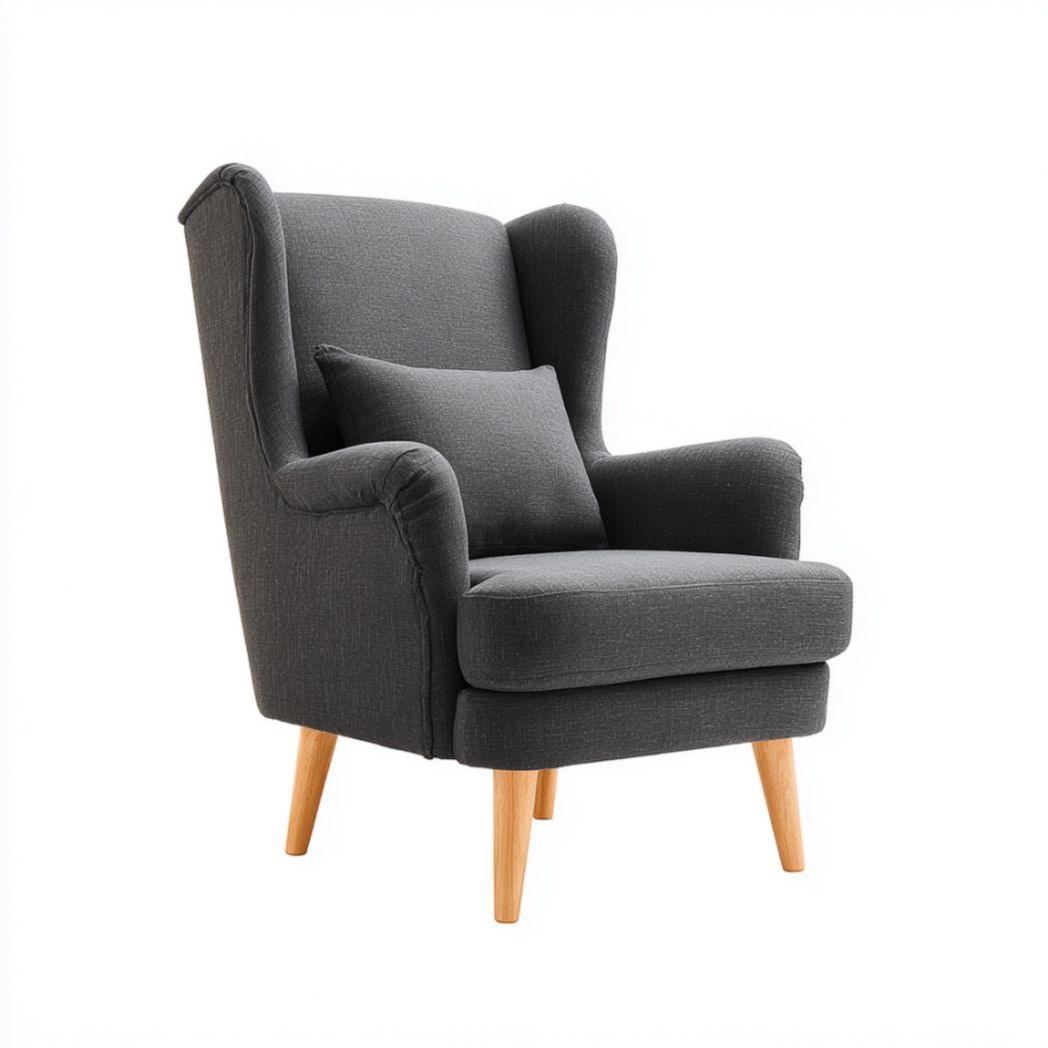 Fauteuil en tissu polyester gris avec pieds en bois de chêne-Medallion Furniture