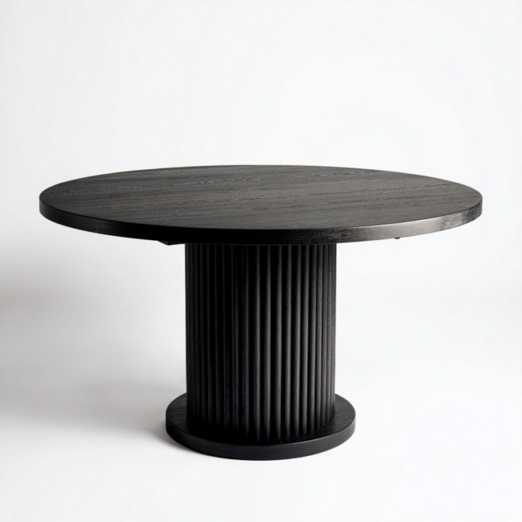 Table ronde avec plateau en bois massif et pied central en bois-Medallion Furniture