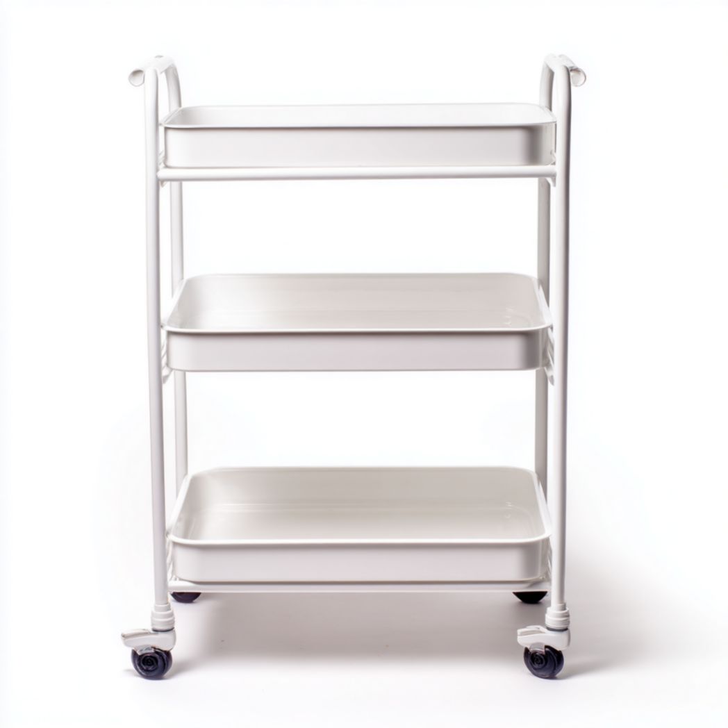 Chariot de rangement à trois niveaux en acier blanc avec roulettes-Medallion Furniture