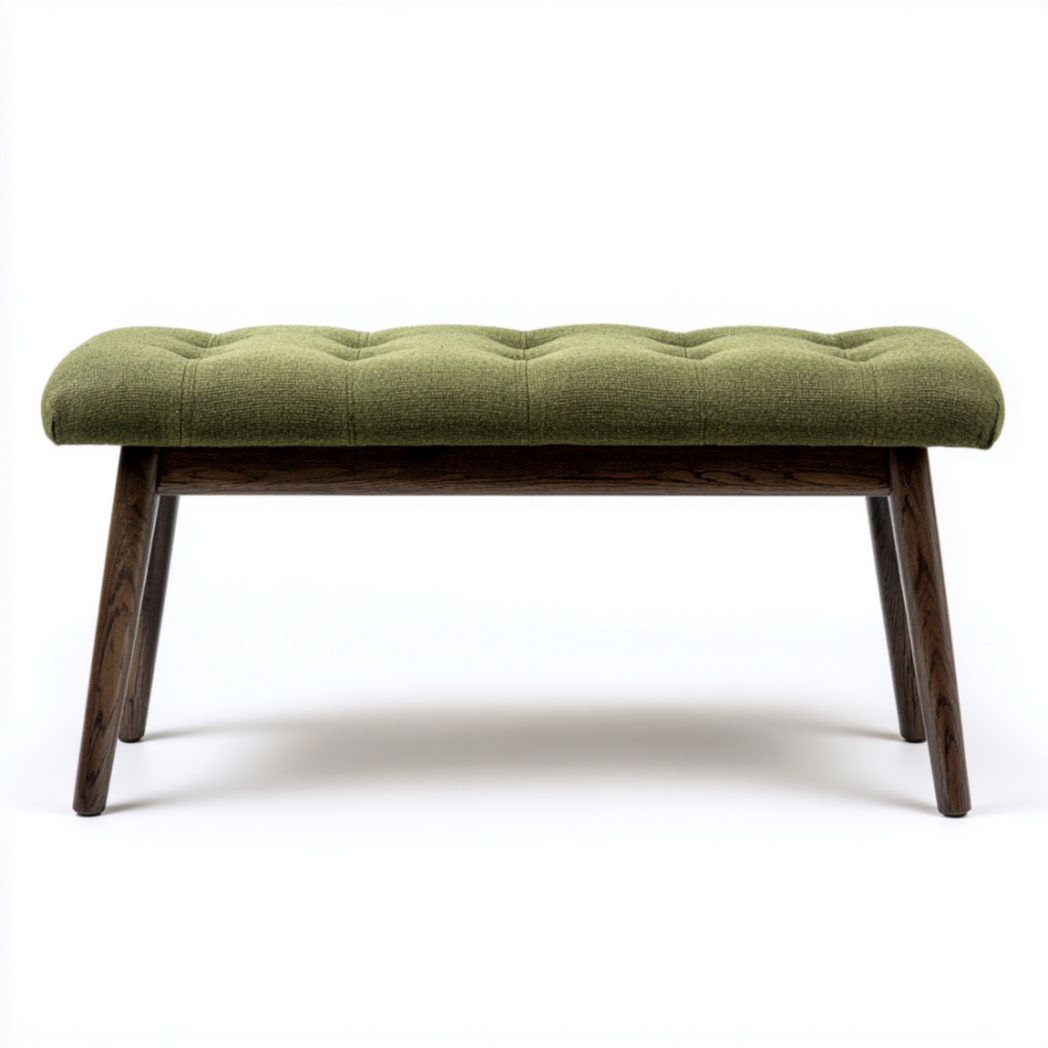 Banc rembourré en tissu polyester vert avec pieds en bois massif-Medallion Furniture
