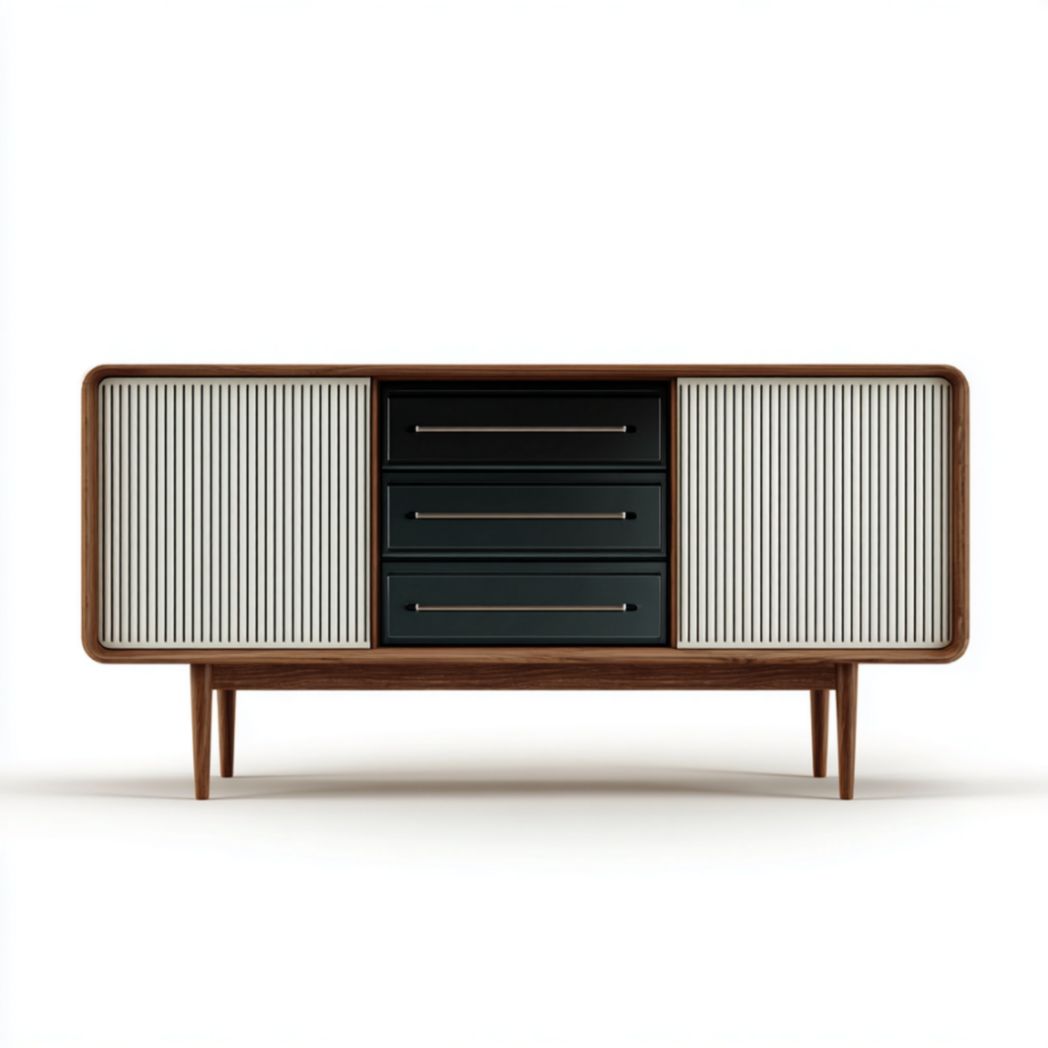 Meuble de rangement avec trois tiroirs et portes coulissantes-Medallion Furniture