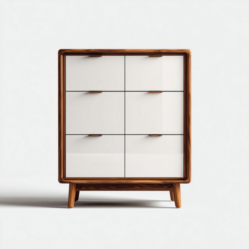 Meuble de rangement à clapets en bois de manguier et panneaux composites blanc/noyer-Medallion Furniture