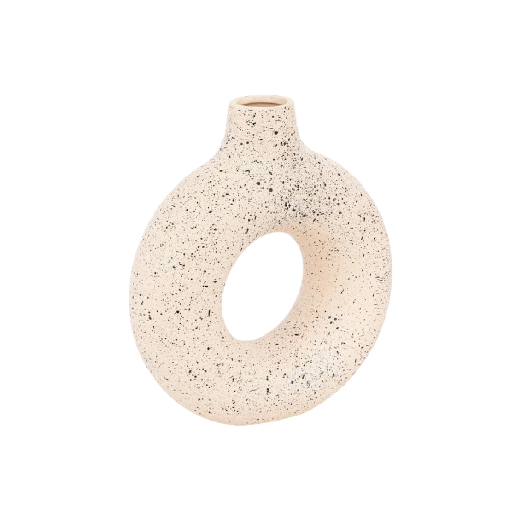 Vase Anneau Moderne en Céramique - Beige Moucheté-woodoli