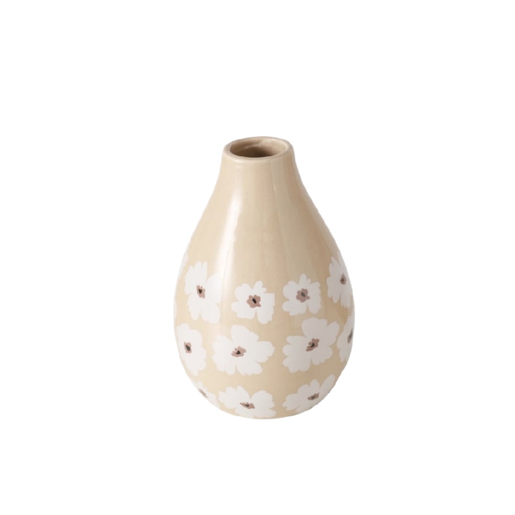 Petit Vase Goutte en Céramique - Motif Floral Printanier-woodoli