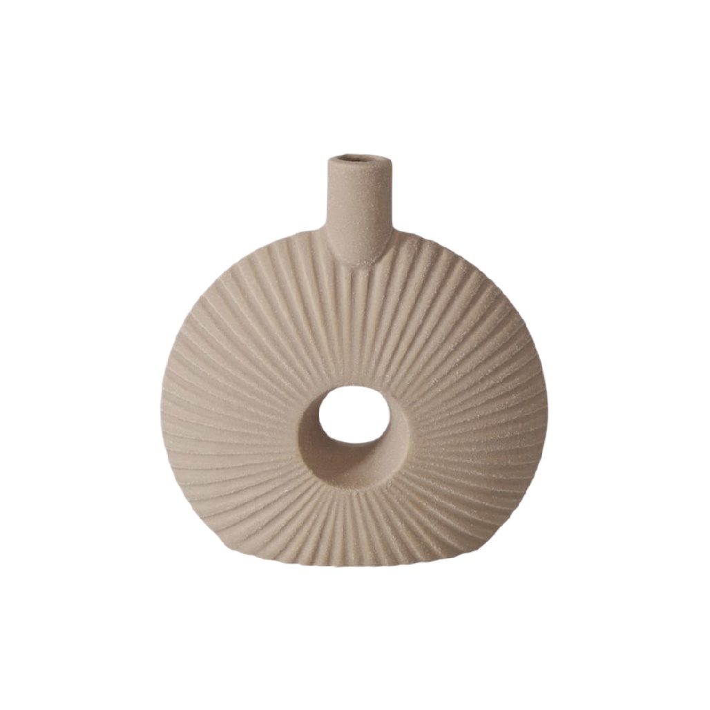 Vase Anneau "Donut" Texturé - Beige Sablé-woodoli