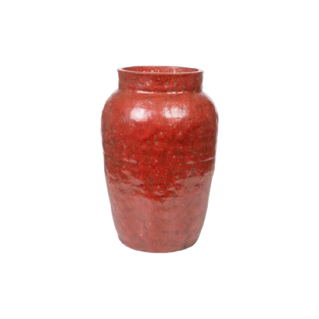 Vase Jarre Artisanale en Grès Rouge Émaillé-woodanza