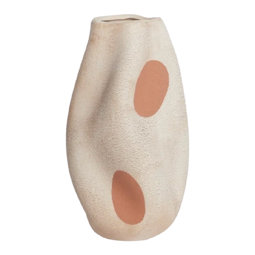 Vase Organique en Céramique Texturée - Beige et Pois Terracotta-woodanza