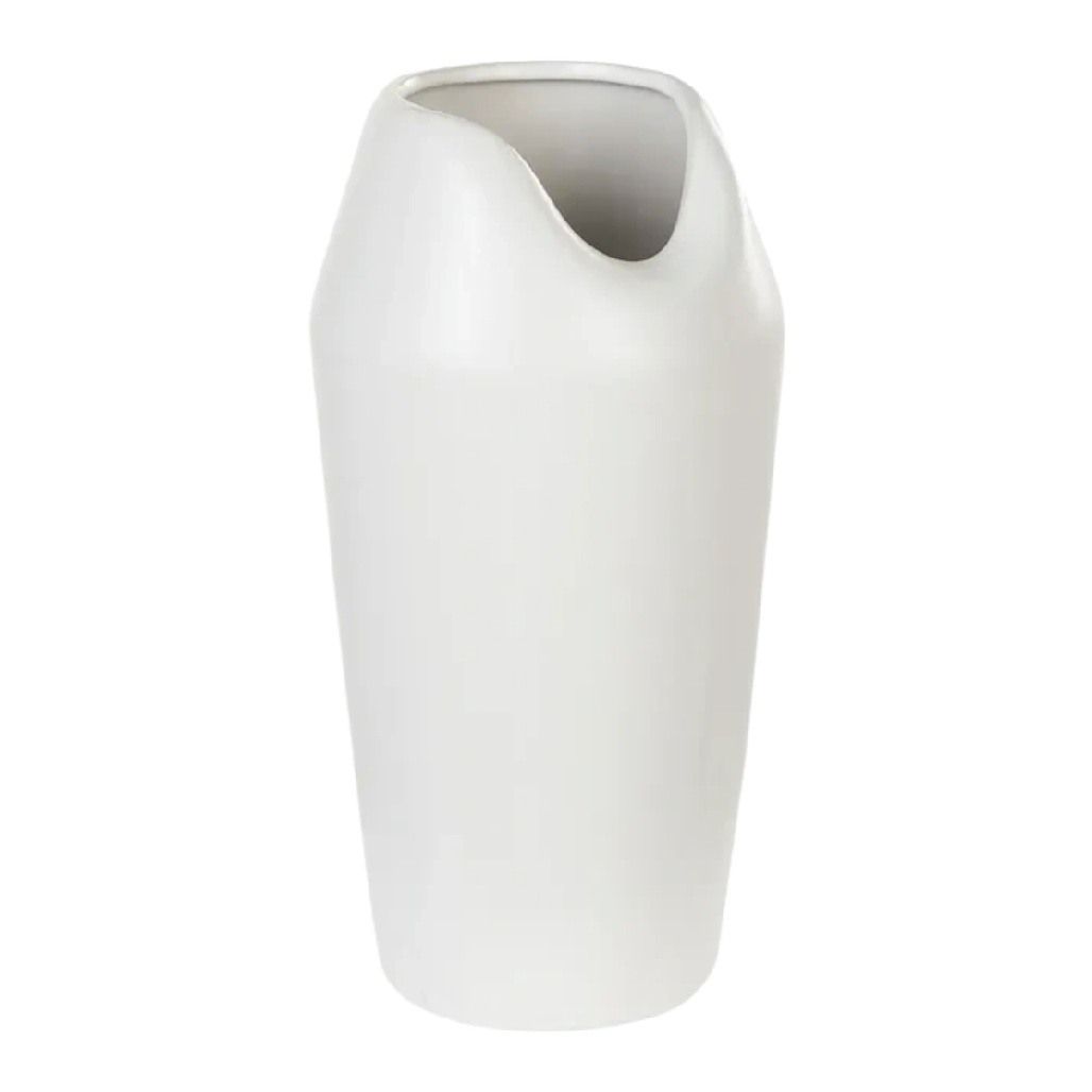 Vase Sculptural en Céramique Blanche - Design Asymétrique Minimaliste-woodanza
