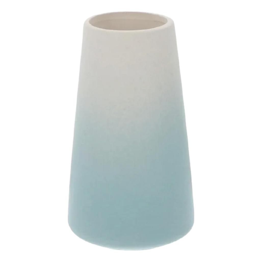 Vase Tronconique en Céramique - Dégradé de Bleu Ciel et Blanc-woodanza