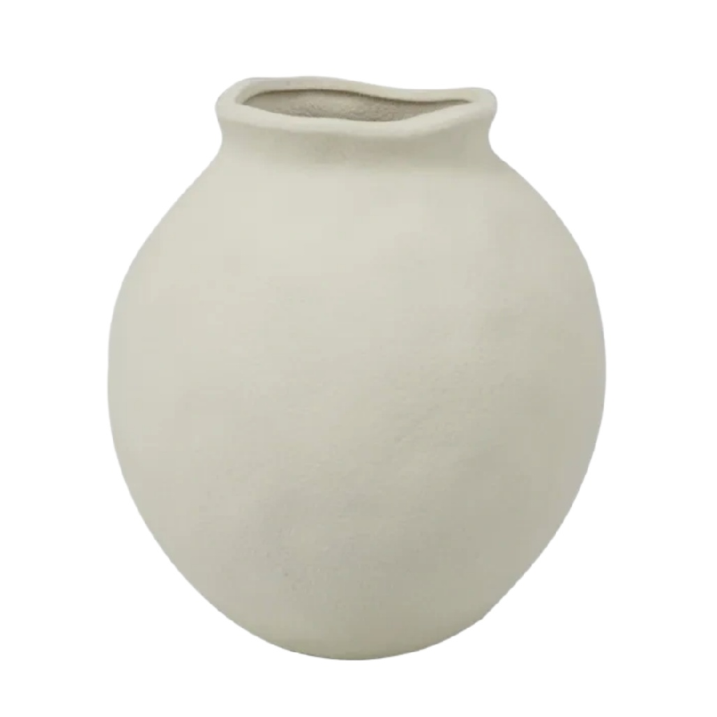 Vase Boule Organique en Céramique - Blanc Sablé-woodanza