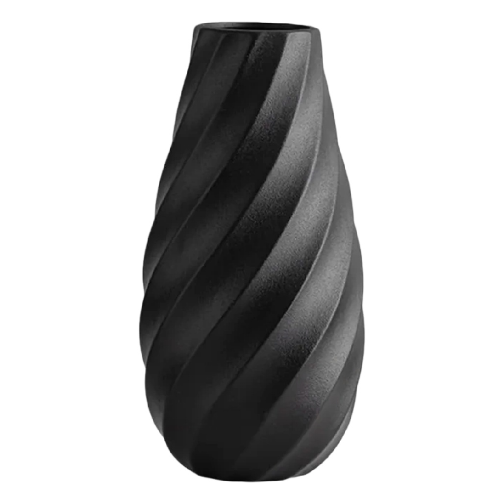 Vase Sculptural en Céramique Noire - Design Torsadé Moderne-woodanza