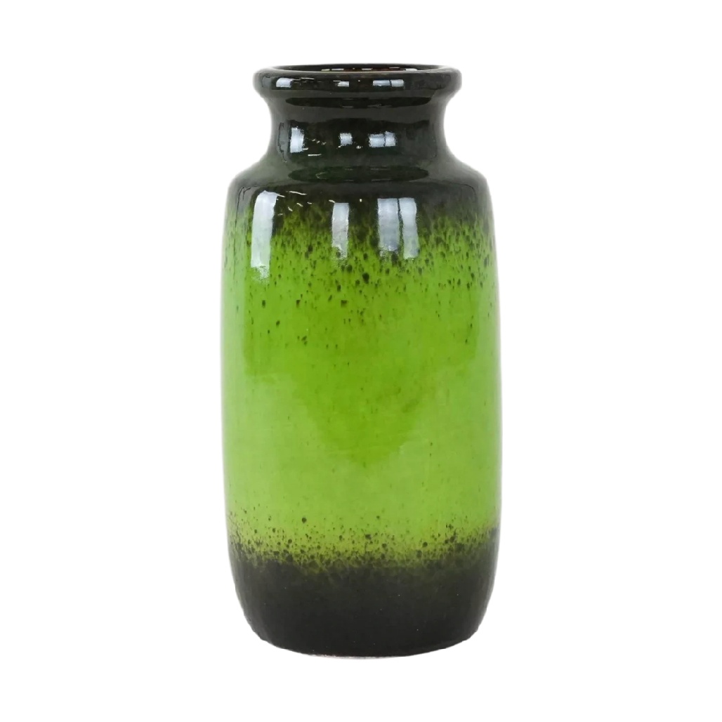 Vase Bouteille en Céramique Émaillée - Dégradé Vert Pomme et Noir-woodanza
