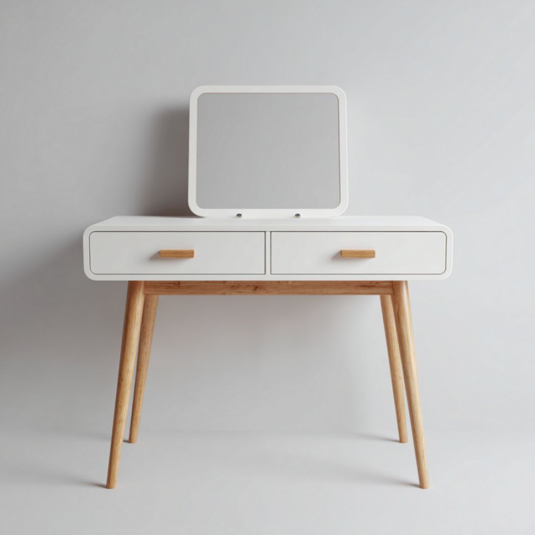 Coiffeuse blanche avec miroir éclairé-Lectus Furniture