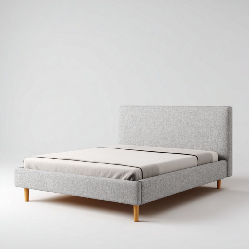 Lit double beige cadre métal noir-Lectus Furniture
