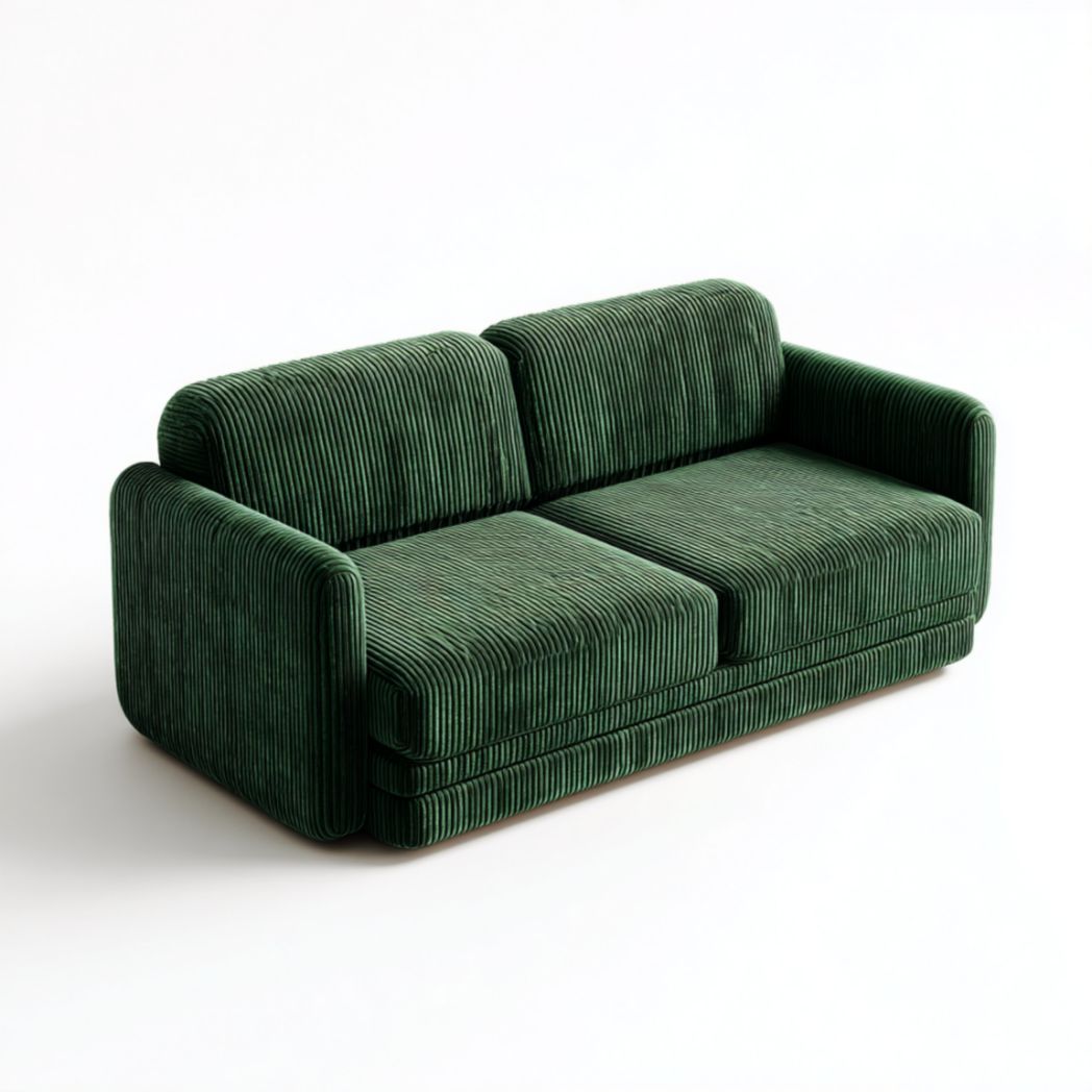 Canapé 2 places velours côtelé vert forêt structure bois-Lectus Furniture