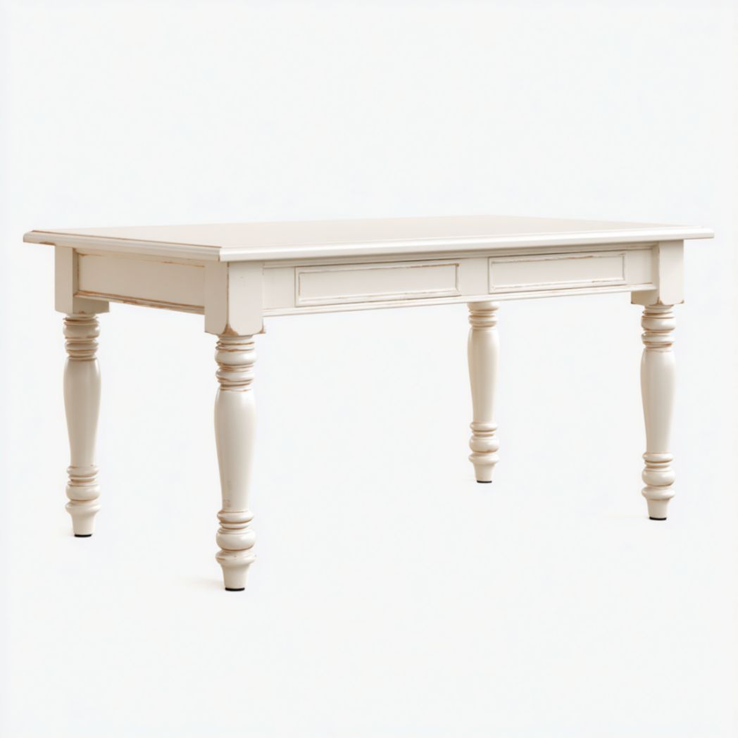 Table rectangulaire avec plateau en bois massif et pieds tournés-Lectus Furniture