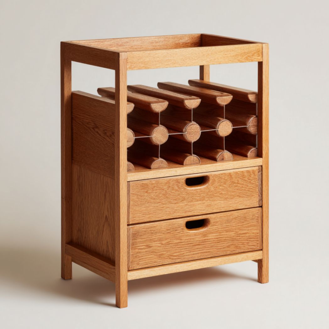 Meuble de rangement pour bouteilles en bois massif avec tiroirs-Lectus Furniture