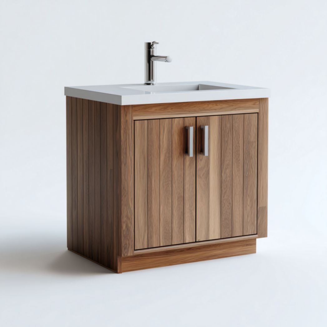 Meuble sous vasque de salle de bain avec vasque en céramique-Lectus Furniture