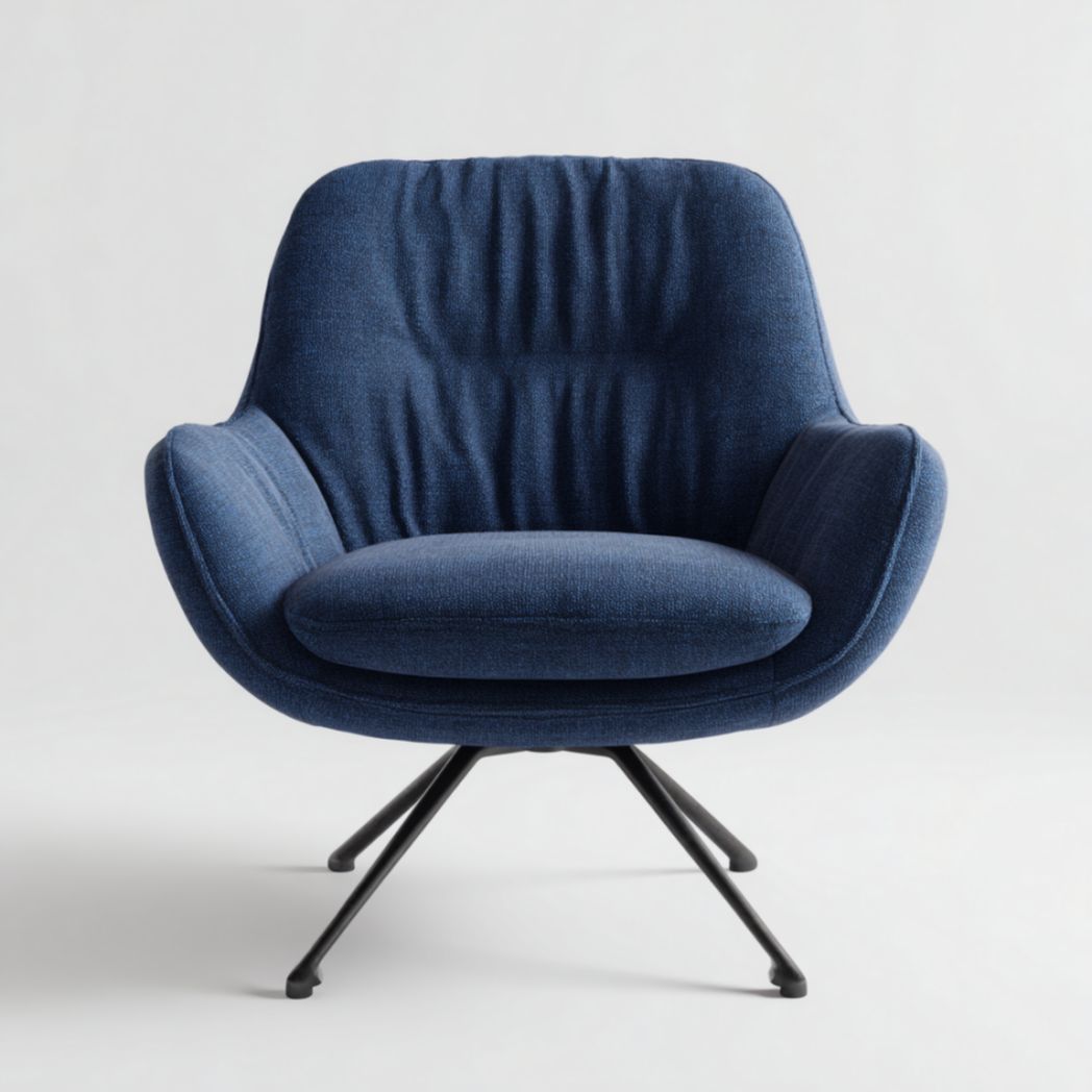 Fauteuil lounge en tissu bleu avec pieds métalliques-Lectus Furniture