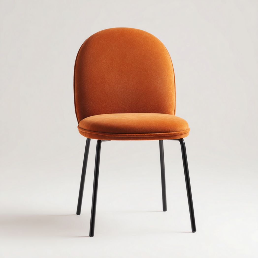 Chaise en tissu polyester orange avec pieds en acier noir-2177 Furniture