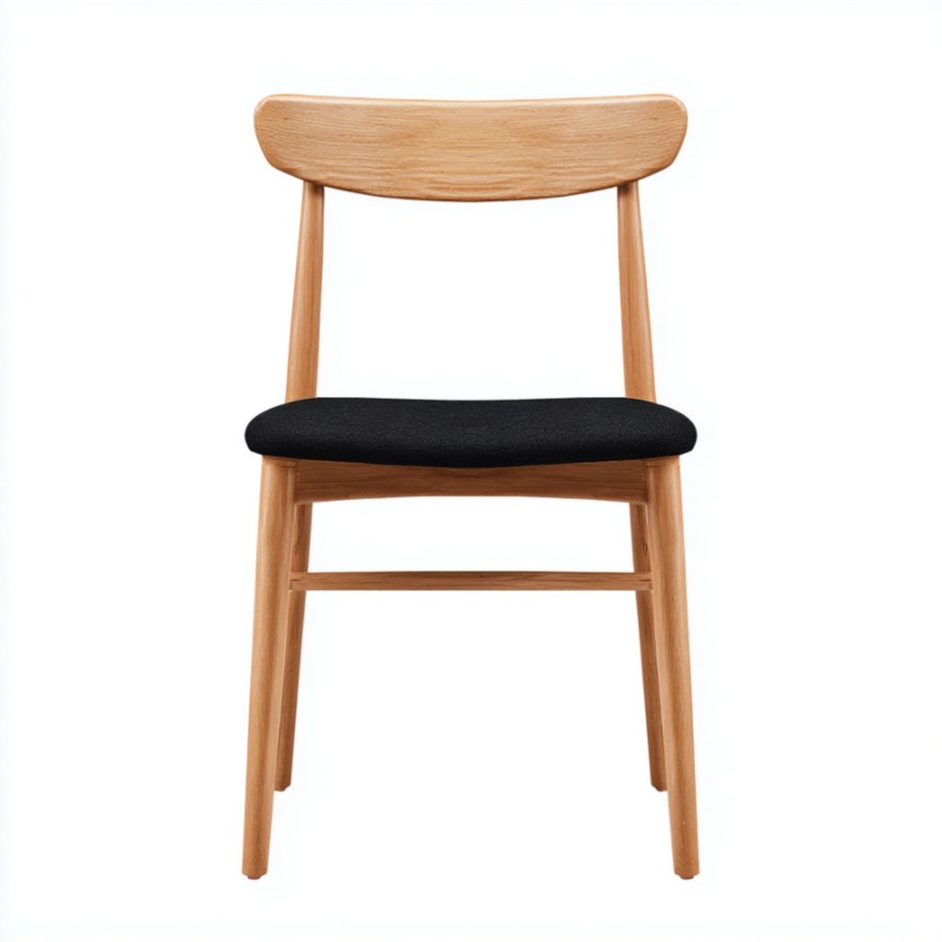 Chaise en bois avec assise en tissu noir-2177 Furniture