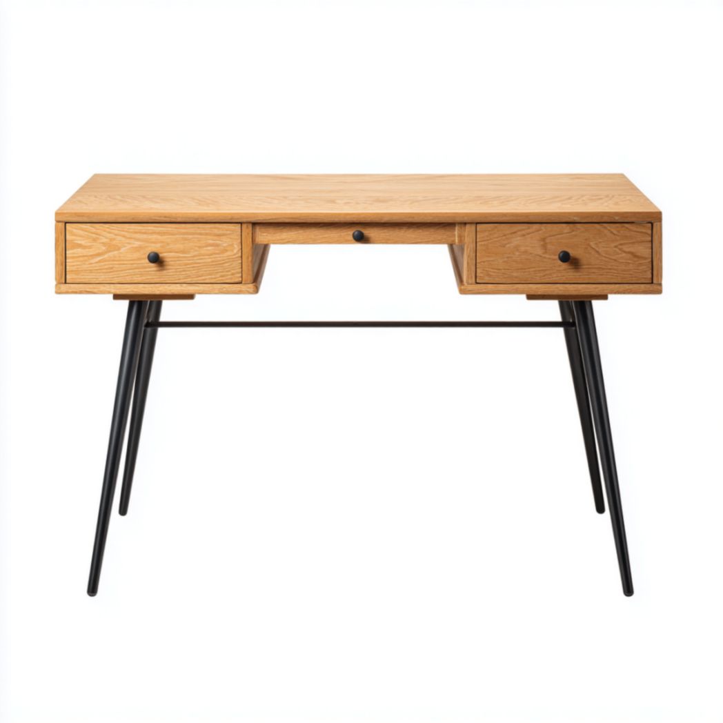 Bureau en bois blond clair et métal noir-2177 Furniture