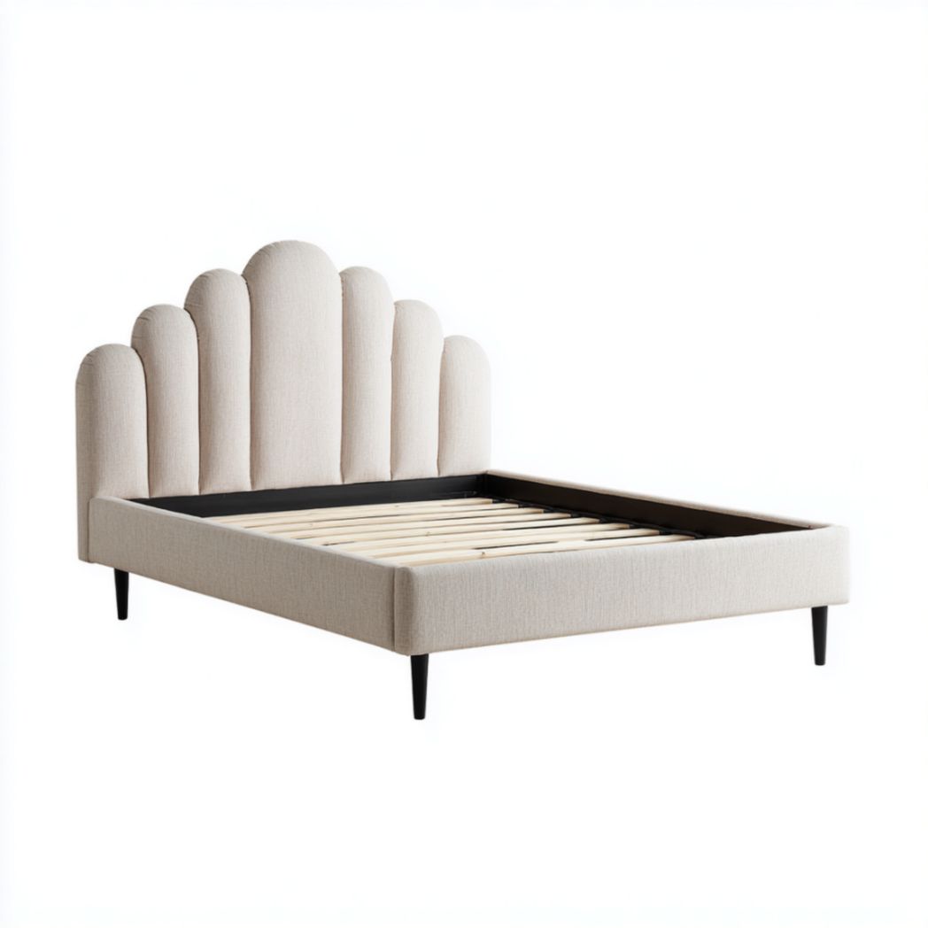Cadre de lit textile beige clair-2177 Furniture