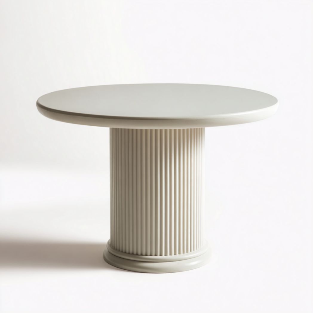 Table ronde avec plateau en bois massif et pied central cannelé-2177 Furniture