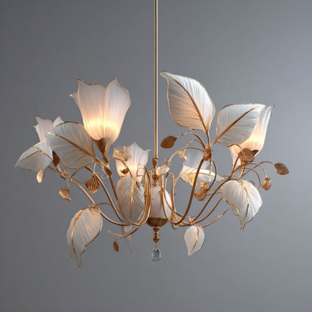 Suspension décorative à feuilles en verre et laiton-2177 Furniture