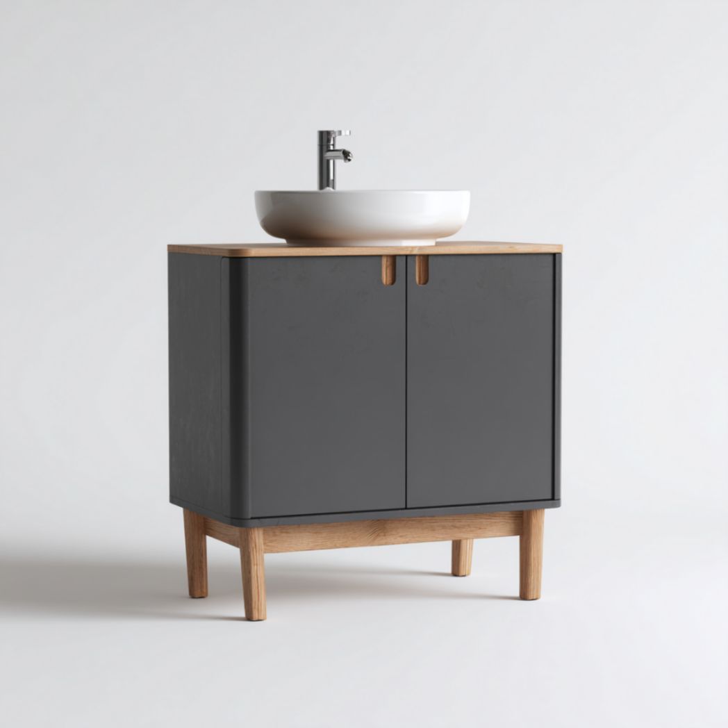 Meuble sous vasque de salle de bain avec vasque en céramique-2177 Furniture