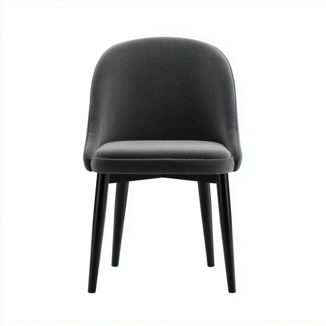 Chaise en tissu polyester gris foncé avec pieds en acier noir-Abden Furniture