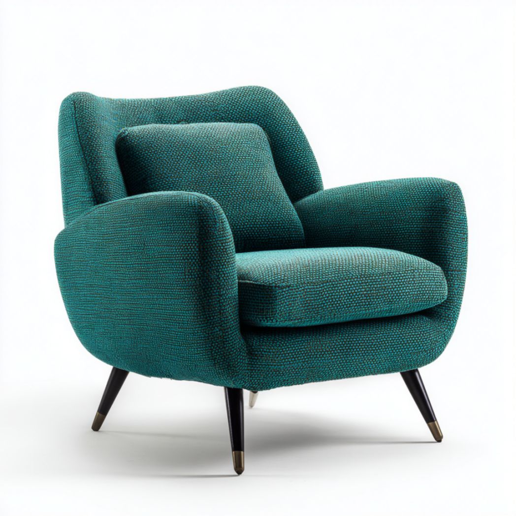 Fauteuil en tissu polyester vert avec pieds en acier noir-Abden Furniture
